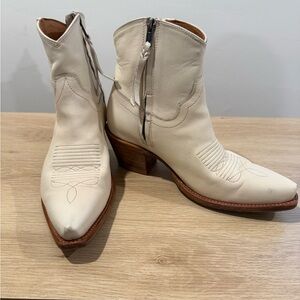 Women's Cream Western Ankle Boots